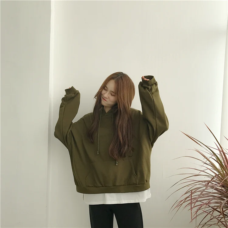 Jielur 7 сплошной цвет с капюшоном тонкая новинка Kpop толстовка женская шикарная Harajuku Толстовка Базовая черная розовая свободная уличная одежда Sudadera Mujer