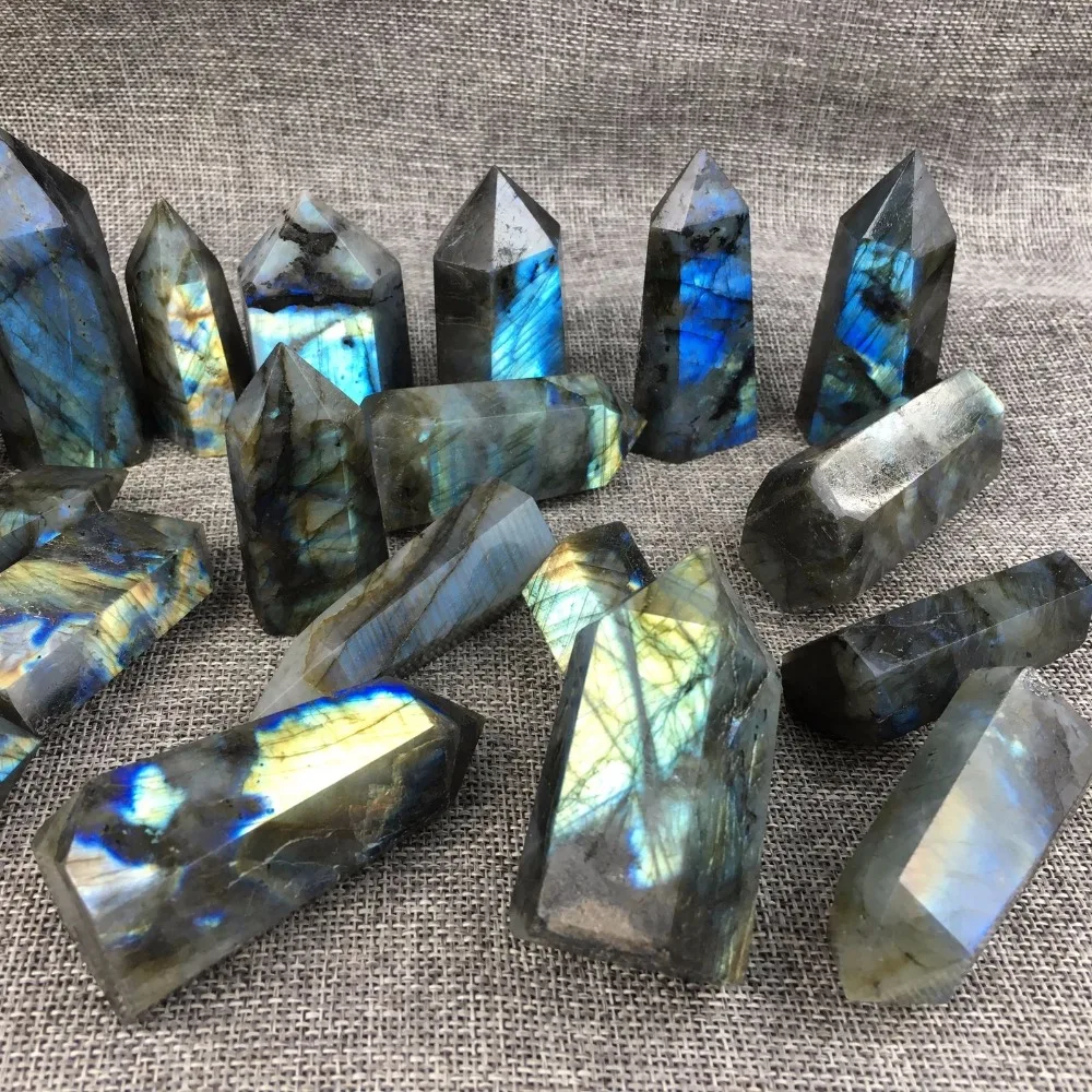1kg Natural labradorite obelisk quartz crystal wand point healing 15-20pcs | Дом и сад