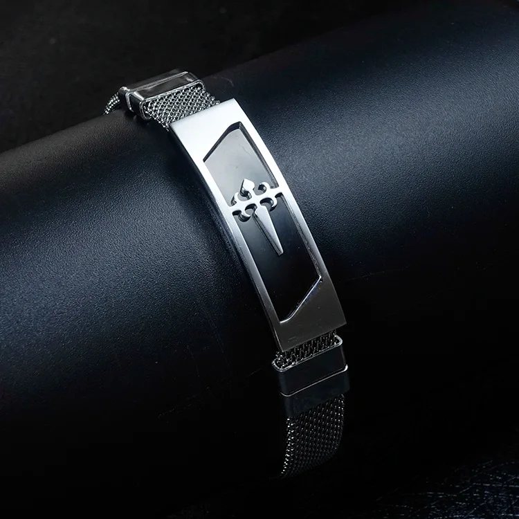 Танинь 2018 тенденция Titanium стали мужской браслет в стиле панк Homme мужские с черным