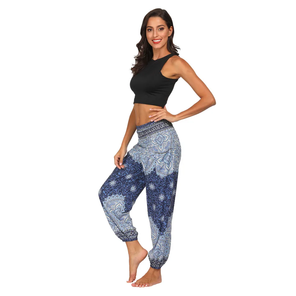 Штаны шаровары для йоги женские штаны с 3d принтом быстросохнущие свободные