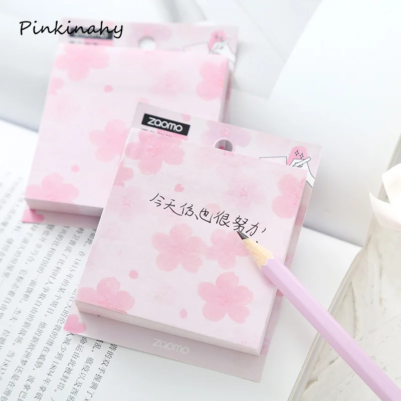 80 листов милая розовая Сакура блокнот бумага Липкие заметки милый японский