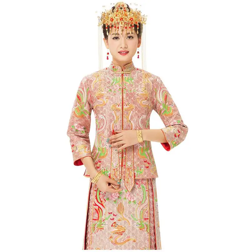 Дракон феникс китайская невеста cheongsam Гуандун кантон Юэ вышивка модное вечернее
