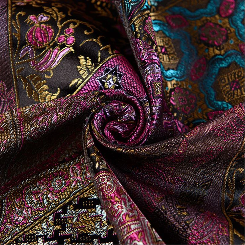 

115x100cm colorful flowers style Metallic Jacquard Brocade Fabric, 3D jacquard yarn dyed fabric for clothing,bedding,bag,curtain
