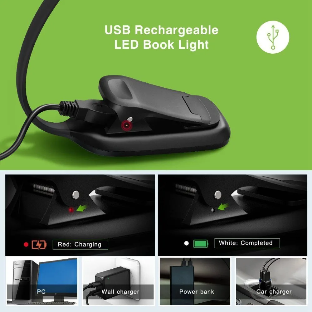 USB Led светильник для чтения книг TopElek 3 уровня яркости защита глаз мягкая Настольная лампа с зажимом Kitap Okuma Lambasi Leeslamp