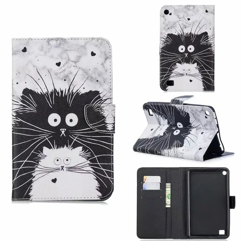 

Case For Capa Amazon Kindle Fire HD 7 2017 Tablet Case Cartoon Unicorn Cat Puppy Printed Cover Case For Kindle Fire HD 7 2015