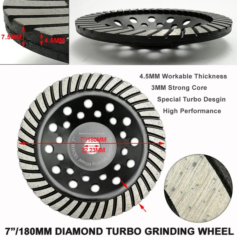 SHDIATOOL 7 &quot/180 мм Diamond спирали Turbo шлифовальные чашки колесо диаметр 16 бетона кирпич