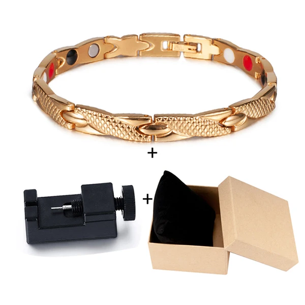 gold tool box Vinterly, Энергетический Браслет для здоровья, мужской, крест, нержавеющая сталь, магнитный браслет, мужской, золотой цвет, цепочка, звено, браслет для мужчин, ювелирное изделие - Окраска металла: gold tool box