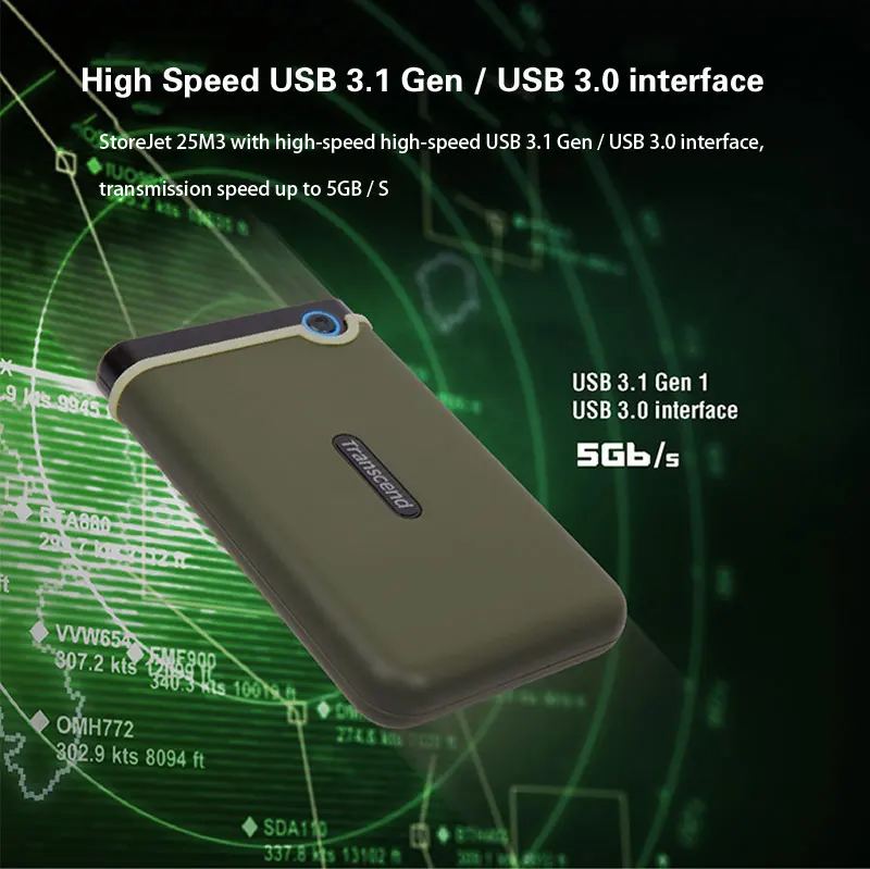 Внешний жесткий диск Transcend USB 3,0 s 1 ТБ высокоскоростной жесткий диск 2," HDD 1 ТБ ультра-тонкий портативный антисейсмический жесткий диск