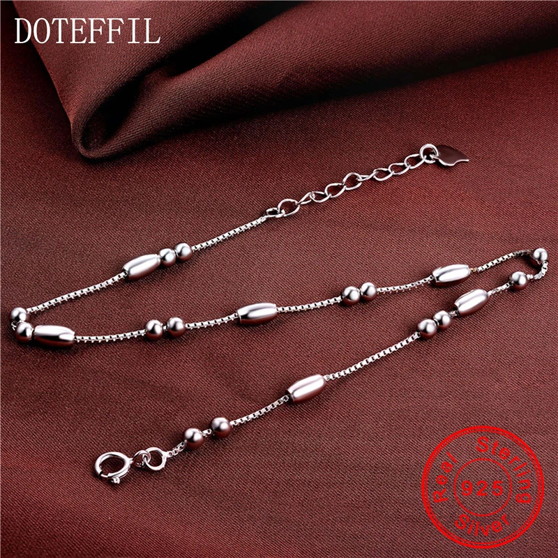 Серебряный Женский ножной браслет из серебра 925 пробы Модный кулон бисера