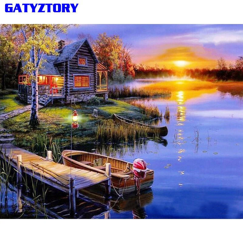Набор для рисования по номерам на холсте закат|oil painting|hand painted oil paintingdiy painting |