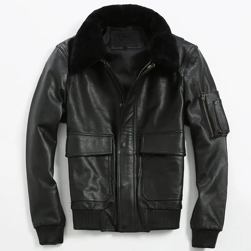 Мужская летная куртка из натуральной кожи с меховым воротником|jacket fashion|jacket fashion
