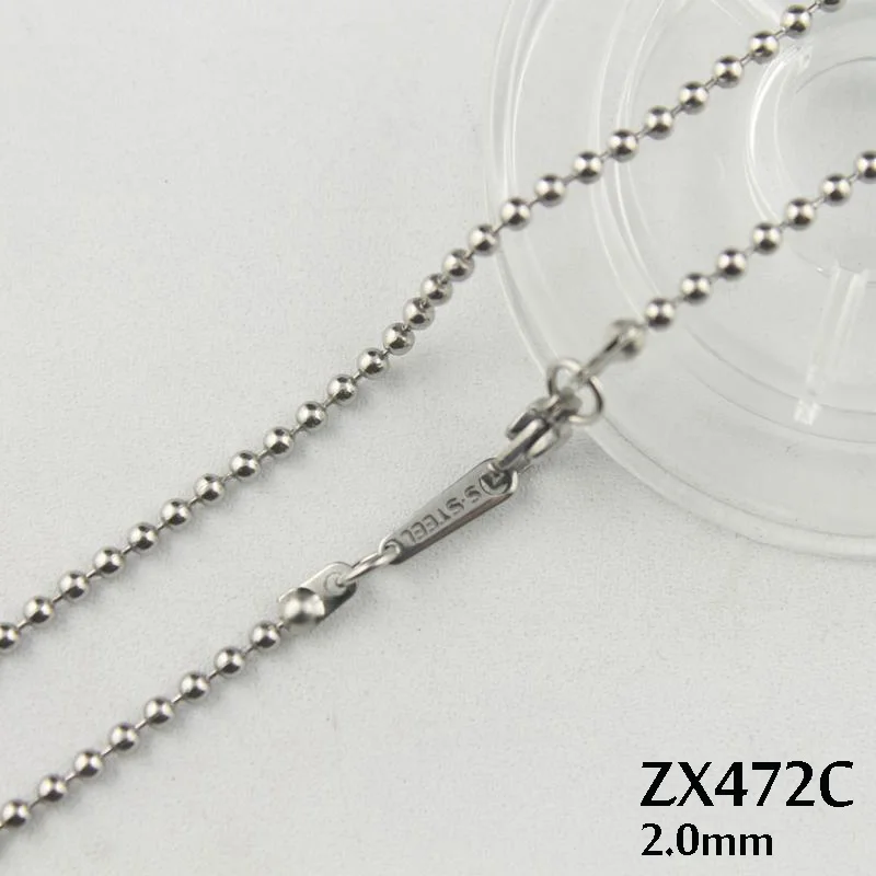 

with tag use lobster clasp -16"-36" length stainless steel necklace 2mm ball chain fashion beads chains 20pcs ZX472C