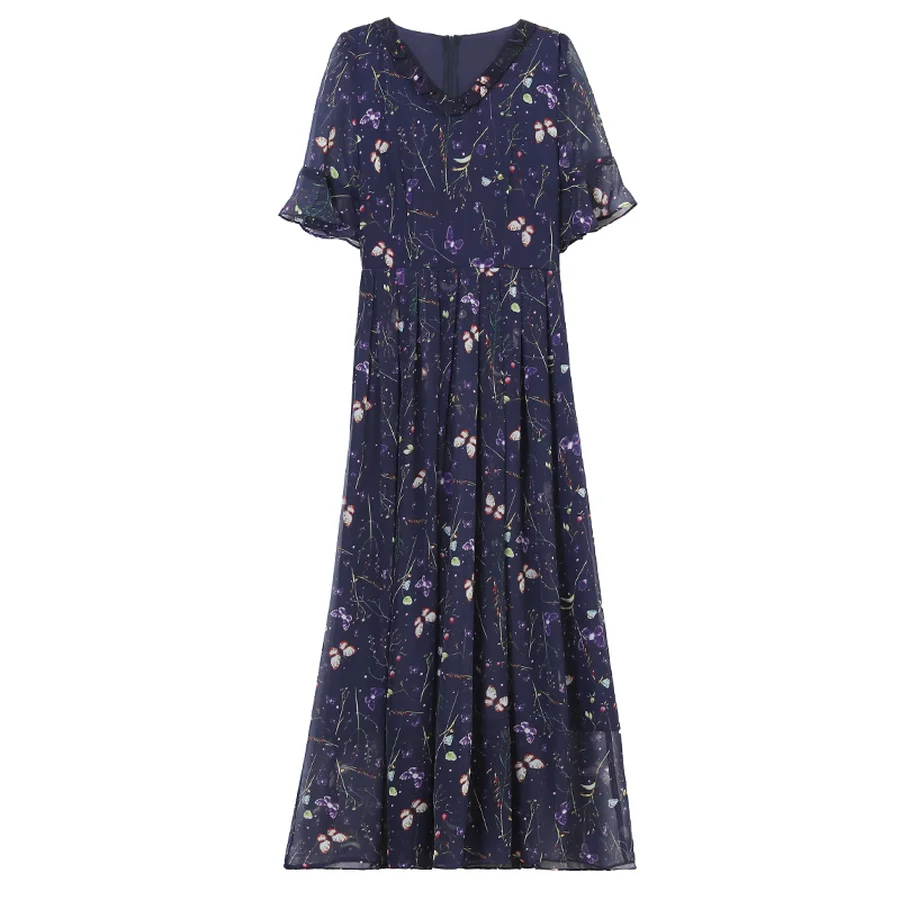 Элегантные цветочные шифоновые Boho летние миди-платья новые винтажные Большие размеры пляжный Макси-сарафан с принтом женские облегающие вечерние платья