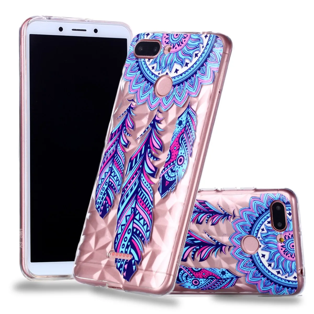 ТПУ силиконовый чехол с алмазным узором для Xiaomi Mi Redmi 6 мягкий цветной цветочный