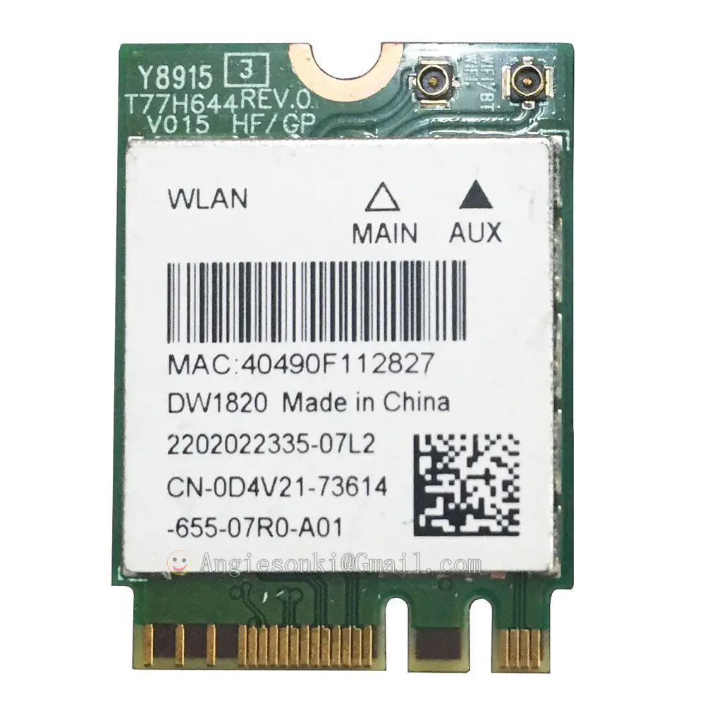 Беспроводной сетевой модуль DW1820 WLAN WiFi 802.11ac NGFF 867 M карта + Bluetooth 4 1 D4V21 QCNFA344A для DELL 7359