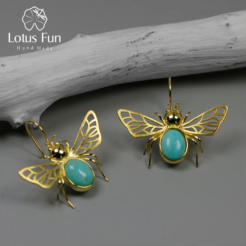 Lotus Fun реальные 925 серебро Амазонит натуральный ручной работы Ювелирные украшения