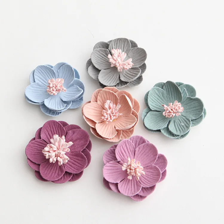 Тканевые цветы с тычинками искусственные для волос аксессуары сделай сам букет