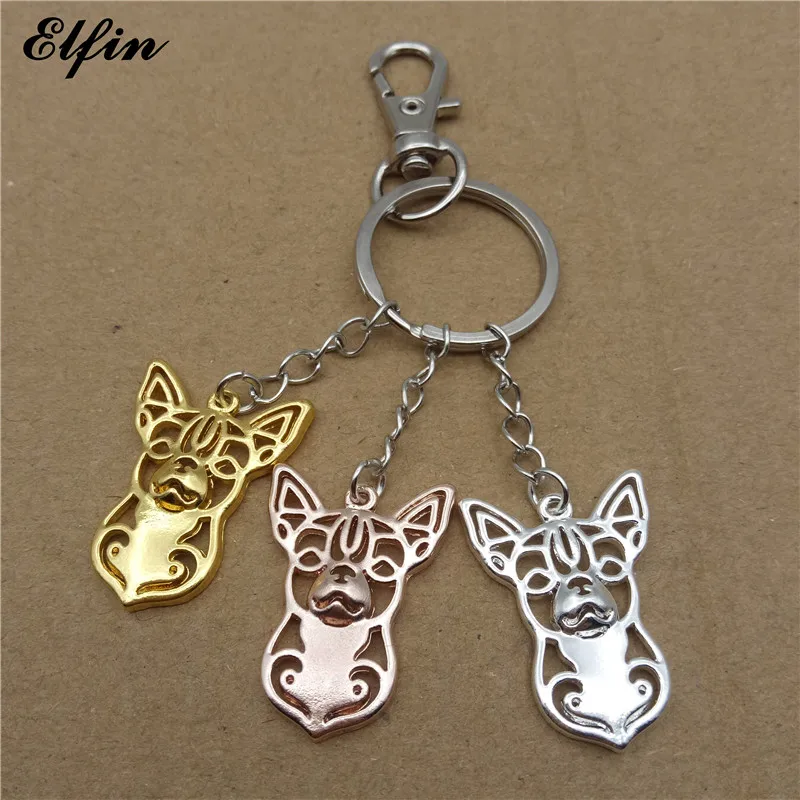 Elfin оптовая продажа трендовые брелки чихуахуа золотой цвет серебряный ювелирные
