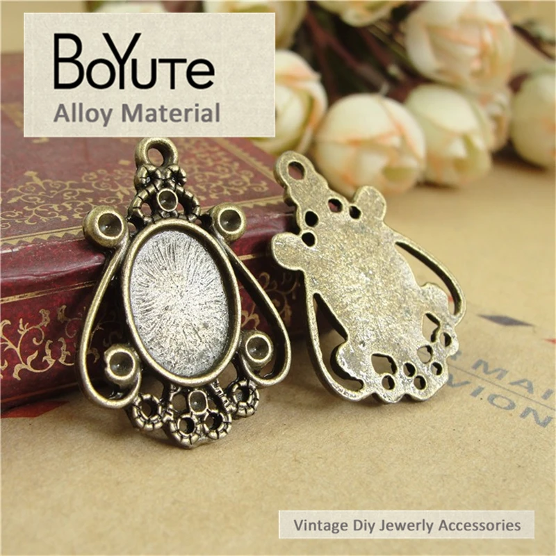 BoYuTe (50 Pieces/Lot) 14*10MM Setting Cabochon Cameo Pendants Charms Bezel Blank Base Settings Tray Diy Jewelry Components | Украшения и