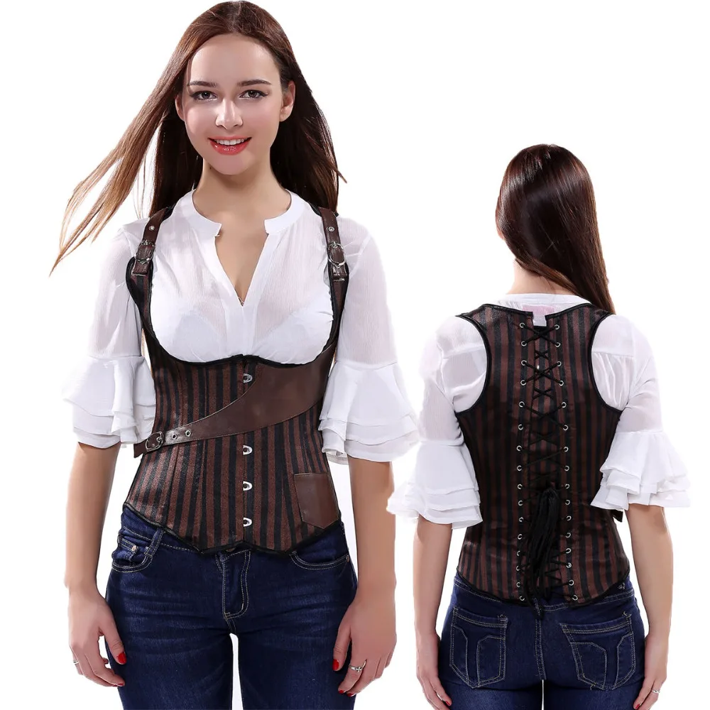 S-XXL пикантные Для женщин корсет под грудью корсетные плеча на ремнях Топ чёрный