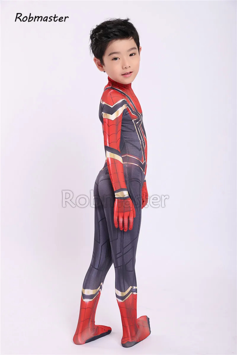 Newest Iron Spiderman Cosplay Costume Avengers Spider Zentai for Kids Boys Halloween Superhero Spiderman Bodysuit Suit Jumpsuit