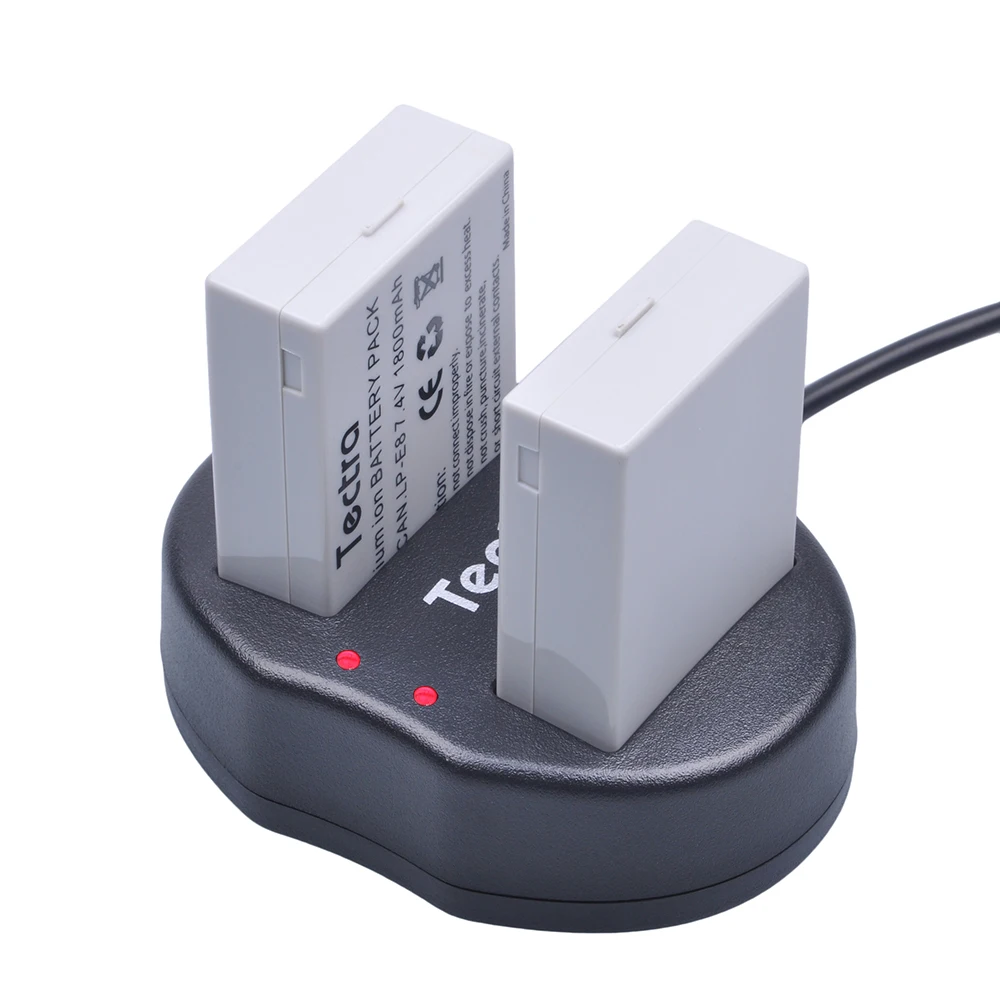 Tectra 2Pcs LP E8 LPE8 литий ионный аккумулятор + USB двойное зарядное устройство для Canon EOS