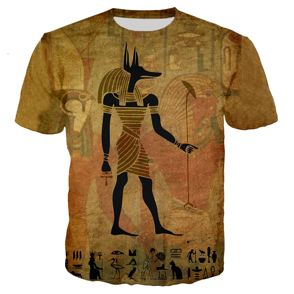 God Anubis print Винтажная футболка с 3D принтом в виде древнего египетского Шакала Encabezada Dios Anubis, Мужская/wo Мужская Ретро Уличная футболка, Мужская футболка, одежда - Цвет: God Anubis print