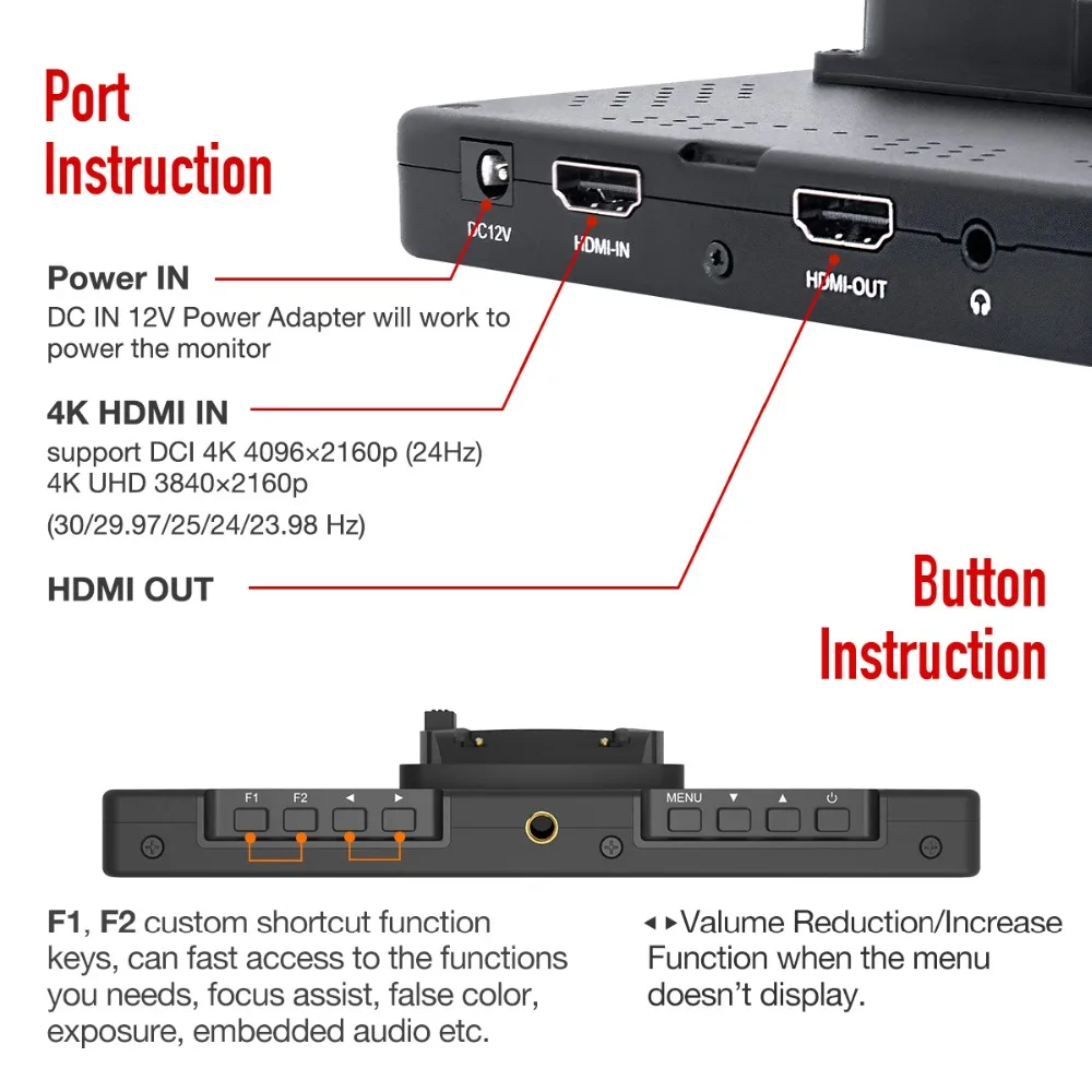 Feelworld Мастер 2018 Новая серия MA7 7-дюймовый монитор на камеру 1920x1200 4K HDMI вход/выход для стабилизаторов Zhiyun Crane 2 цифровых зеркальных фотокамер.