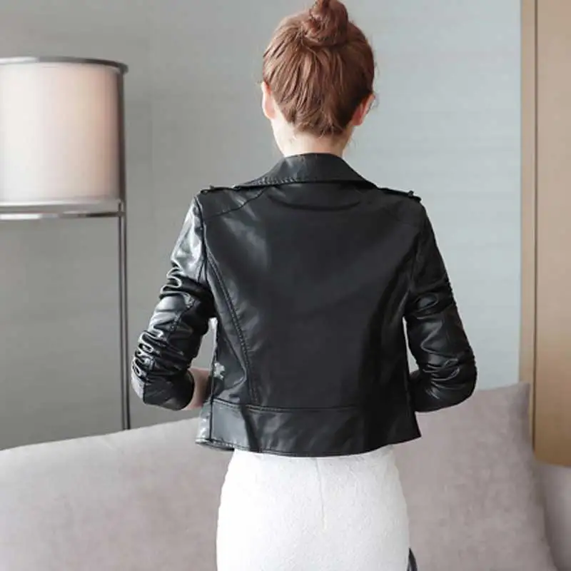 Fashion Slim Plus size autumn leather jacket women 2018 new locomotive Coat pink short PU leather jacket Parka chaqueta mujer 78