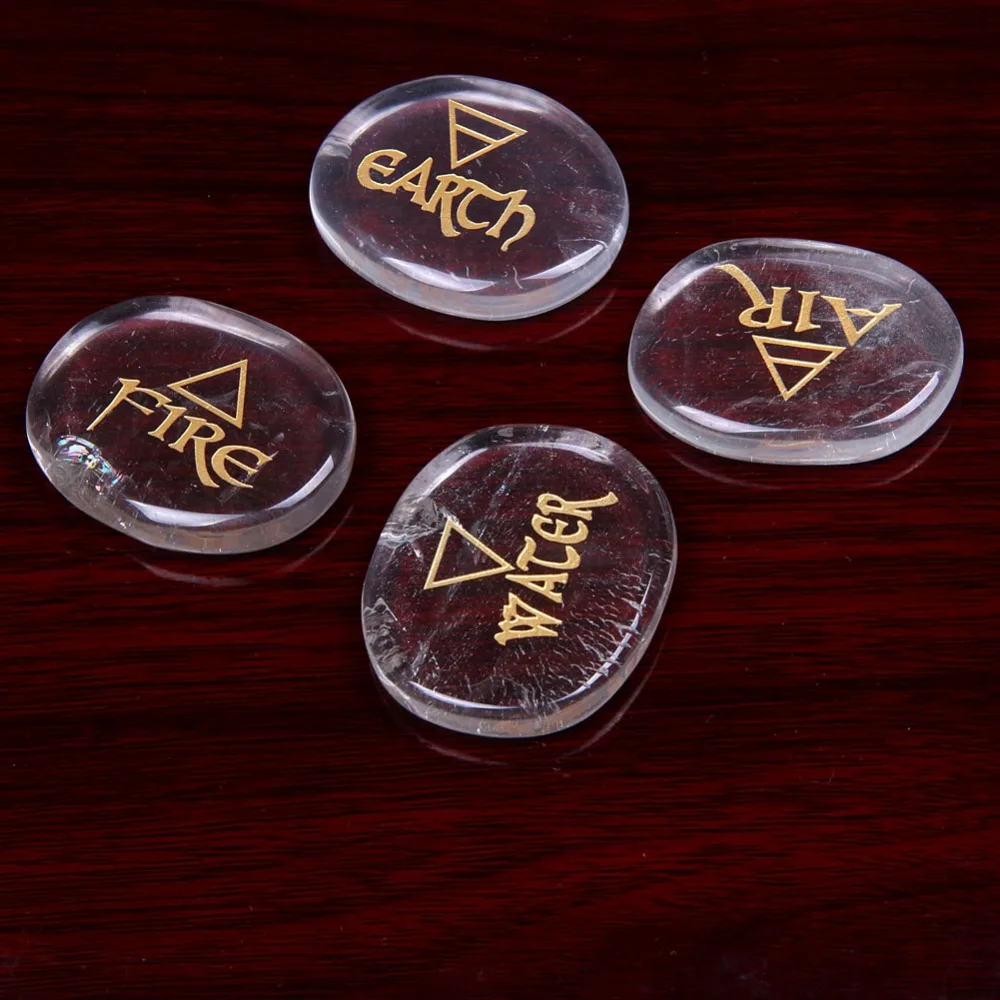 Гравированный элемент символ чистый кварц чакра камень Пальма Кристалл Рейки