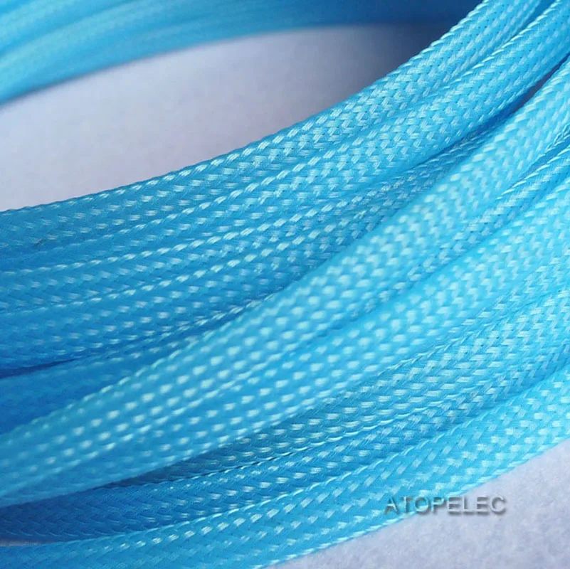 UV Blue 12 мм Широкий плотный Плетеный ПЭТ расширяемый кабель оболочка провода черный/красный/оранжевый/желтый/зеленый/синий/фиолетовый/серый/белый/прозрачный - Цвет: UV Blue