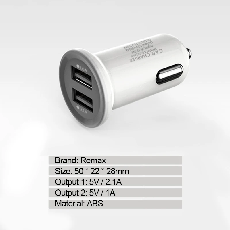 Remax двойной Usb портативный адаптер для автомобильного зарядного устройства iphone 5
