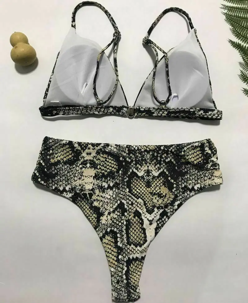Леопардовый купальник бикини 2019 Лето для женщин женский с высокой талией