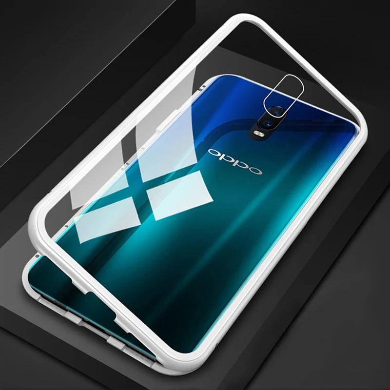 Sliver Магнитный флип-чехол для OPPO Realme 3 Pro чехол s Закаленное стекло задняя крышка Oppo R17 Pro R15 мечта зеркальный бампер Realme X Lite чехол - Цвет: Sliver