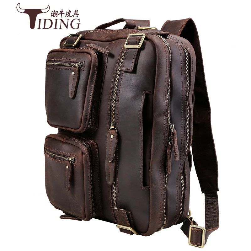 Рюкзак Crazy Horse мужской из натуральной кожи многофункциональный|backpack travel bag|backpack