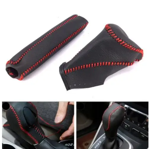 Automatic Gear Shift Knob Handbrake Genuine Leather Stitching Cover For Honda Civic 8th 2004-2010 |