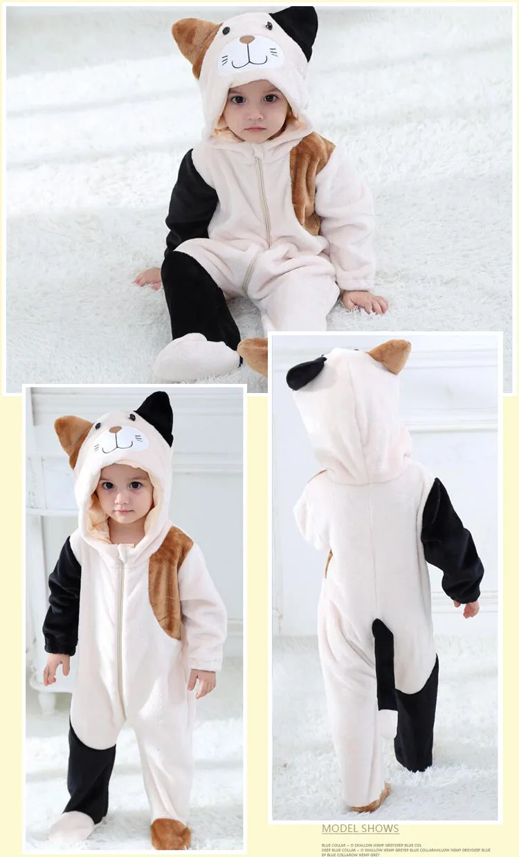 Baby Cartoon Rompers Newborn Hooded Toddler Clothing Boys Girls Minions Animal Jumpsuit Playsuit Costume Flannel Baby Rompers