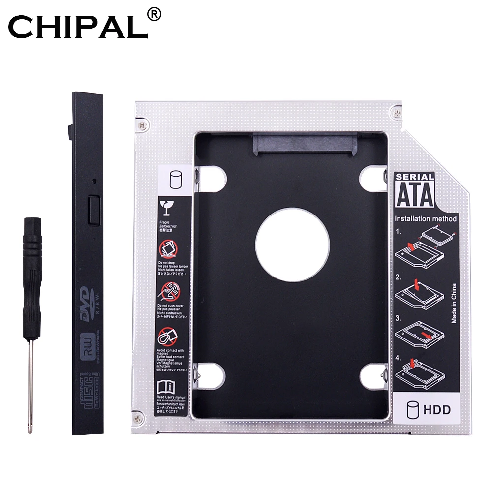 CHIPAL высокое качество Алюминий 2nd HDD Caddy SATA в PATA IDE 12 7 мм для 2 5 &quotSSD корпус ноутбука