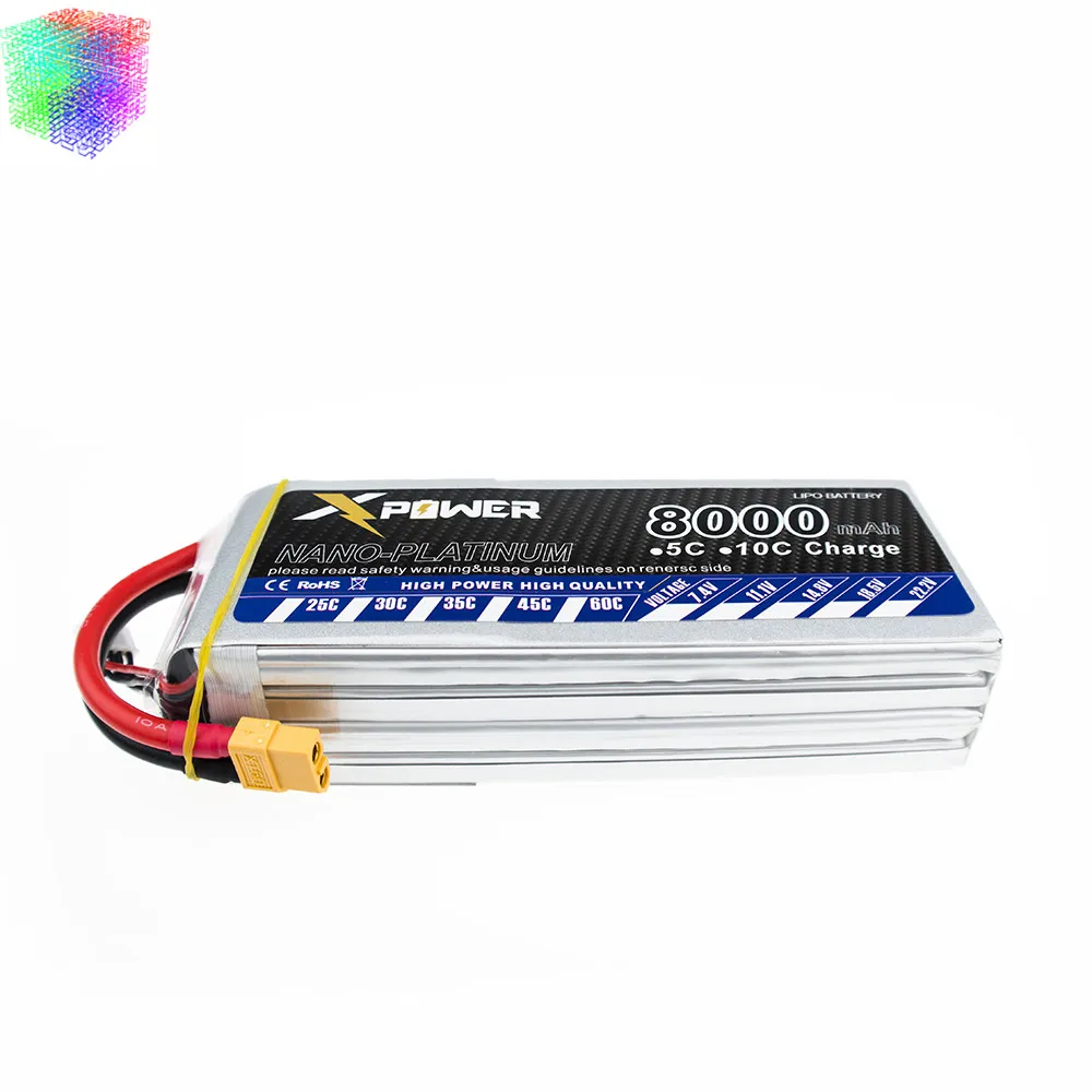 Высокая мощность 14 8 в 4S 8000 мАч 30C max 35C Xpower литиевые батареи XT60 Разъем для RC Helicoptes