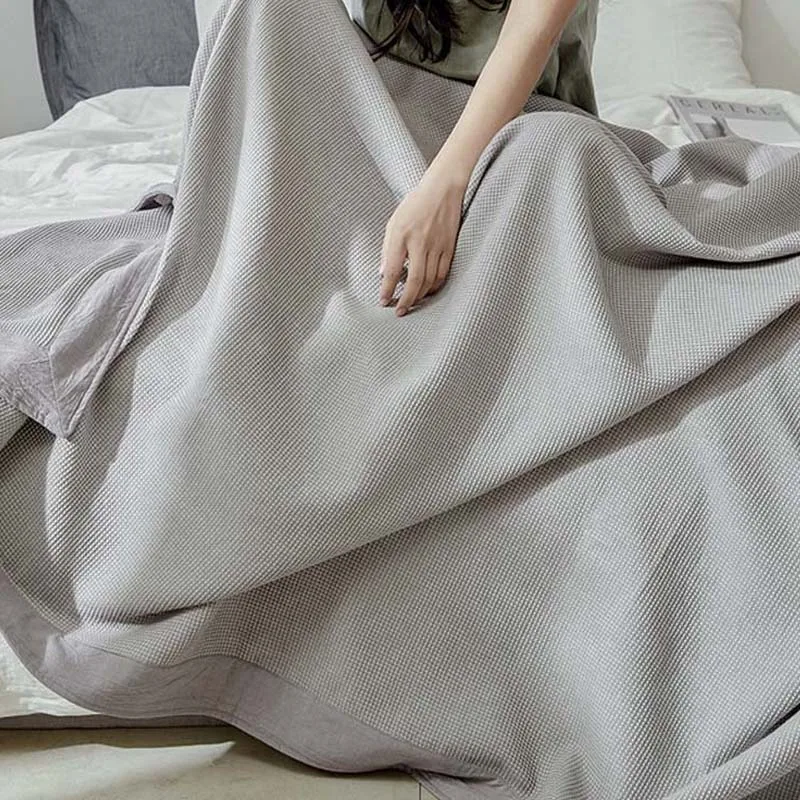 Soft Premium Cotton Thermal Throw Blanket Cozy Bedding Coverlet- Perfect for Layering any Bed Sofa Car Lightweight Breathable