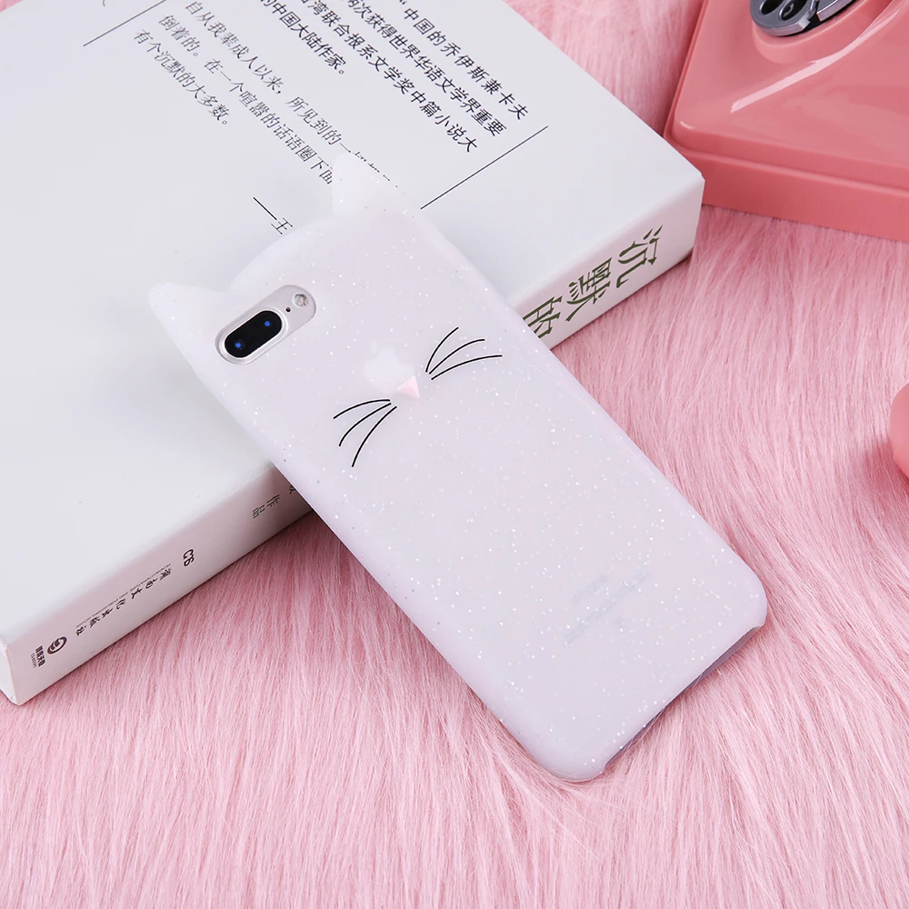 Милые черно-розовые Чехлы для iPhone X XS MAX XR с мультяшным рисунком бороды кота модный