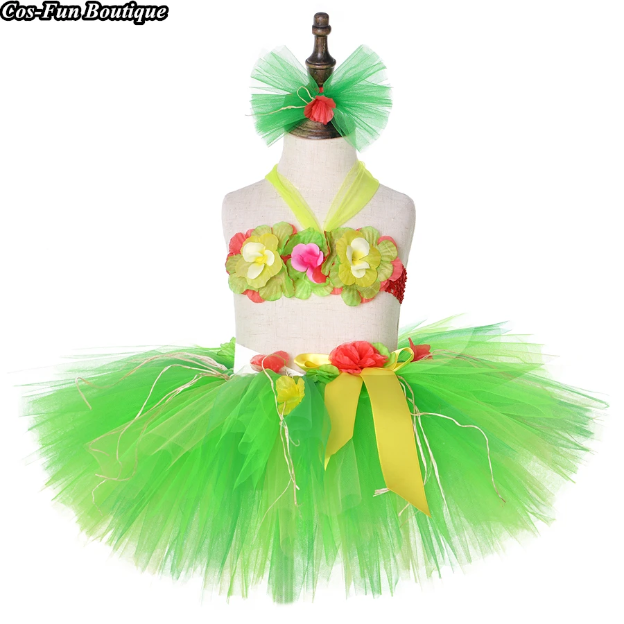Пышная юбка пачка для девочек 30 см и топ гавайский праздничный пляжный костюм