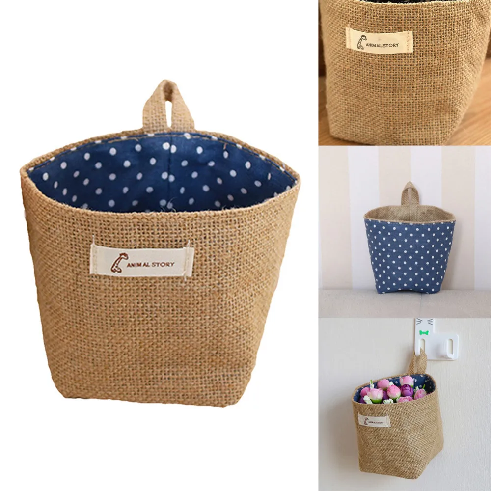 Домашний декор в полоску висячая карманная корзина для хранения белья маленький