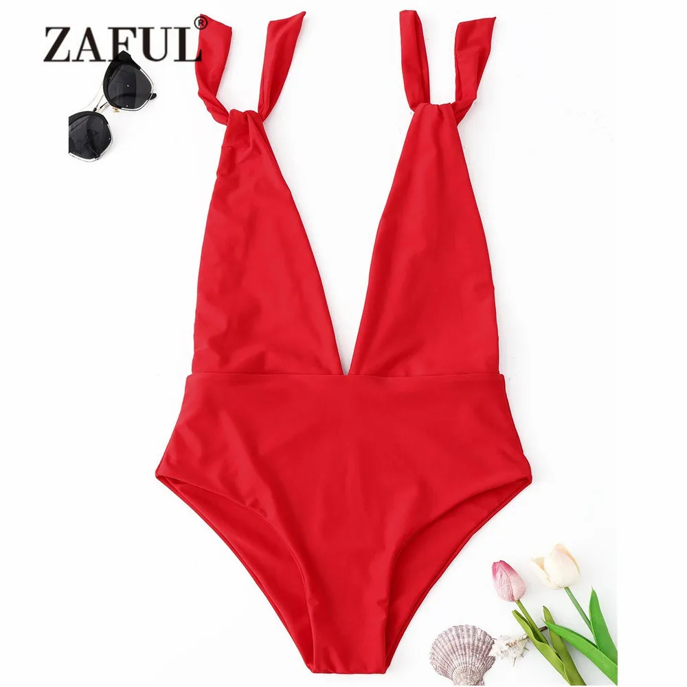 Женский слитный купальник с высокой талией и глубоким V-образным вырезом | Спорт