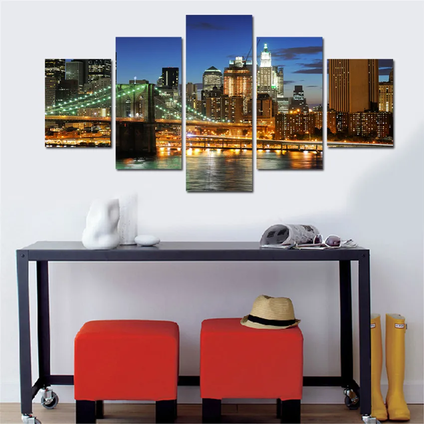 Городское освещение на стенах художественные картины Современная гостиная