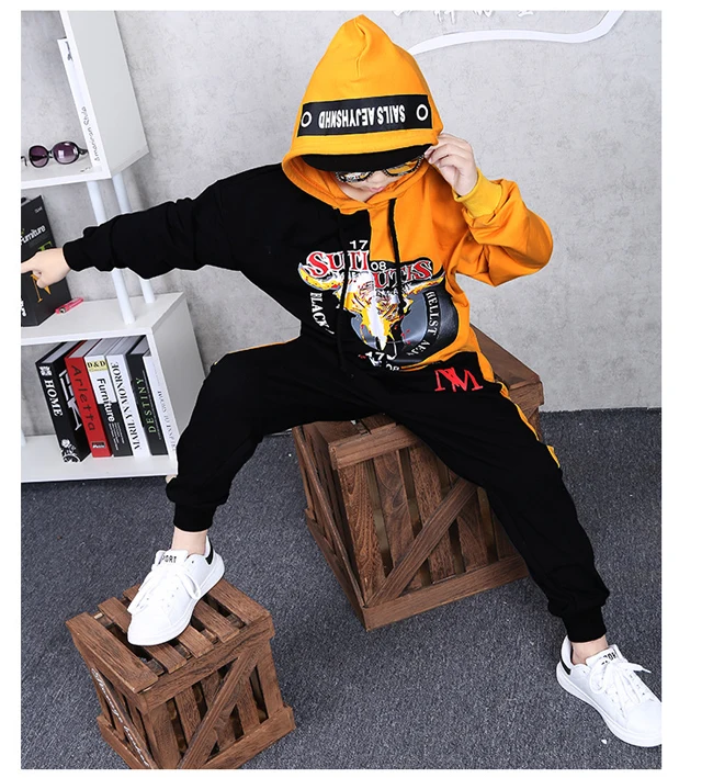 For 3-14 Years Kids 2 pieces Clothes Suits Children Cotton Clothing hiphop Streetwear Dance Set Sport Boys Girls Costumes
