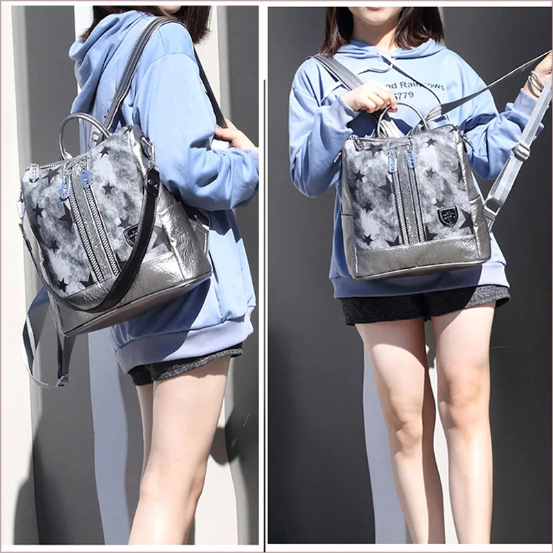 Рюкзак женский с принтом в виде звезд весенне летняя повседневная сумка