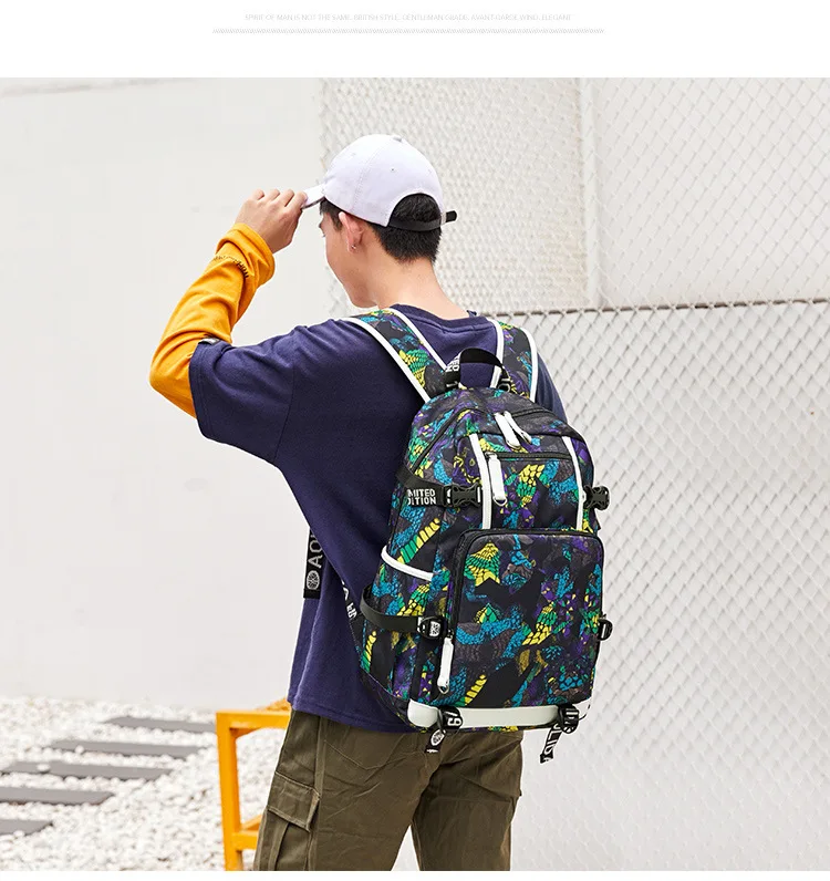 Подростковый Рюкзак Mochila студенческий школьный модный принт сумка для ноутбука мужские дорожные сумки usb зарядка ранец Женский Оксфорд рюкзак