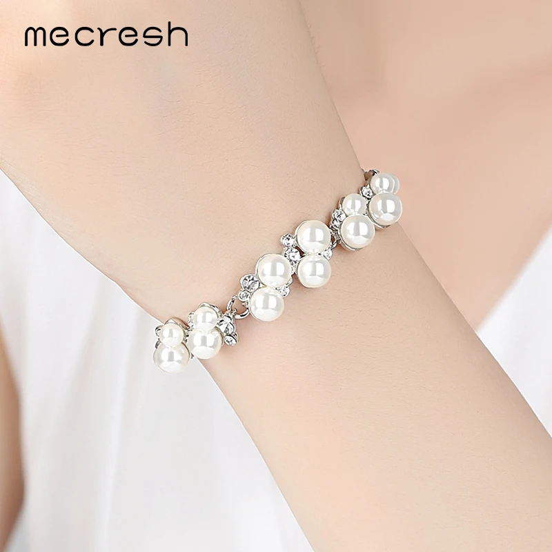 Mecresh элегантные свадебные браслеты с искусственным жемчугом для женщин