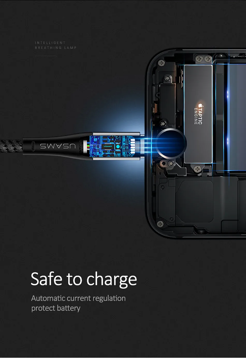 Мобильный телефон USB кабель для iPhone 6 6S кабель, USAMS 2A кабель для быстрой зарядки светодиодный светильник кабель синхронизации данных для iPhone X 8 7 6 5 5S SE 5c